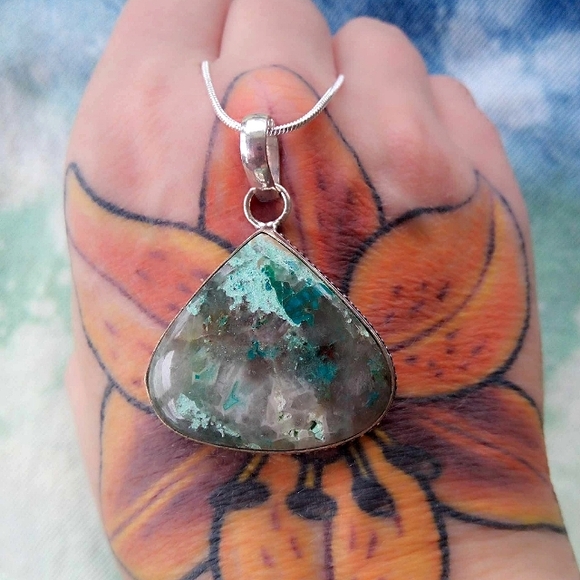 Artisan Jewelry - ❤ Artisan Sterling SS Chrysocolla Turquoise Pendant Necklace! 925